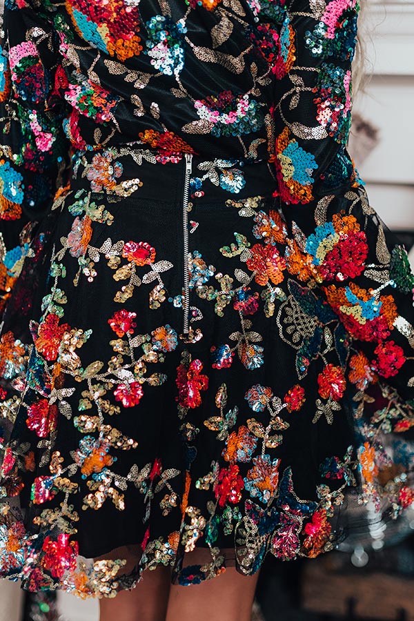 Fan of Floral Sequin Skirt