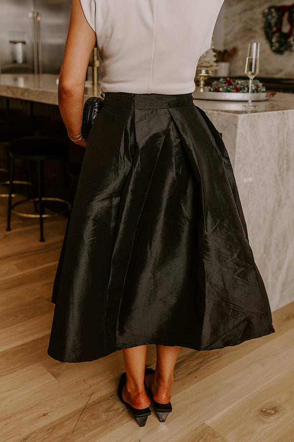 The Belle High Waist Midi Skirt in Black