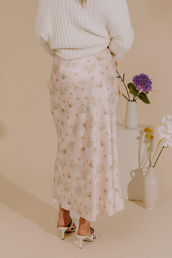 Sweet Day High Waist Floral Satin Maxi Skirt