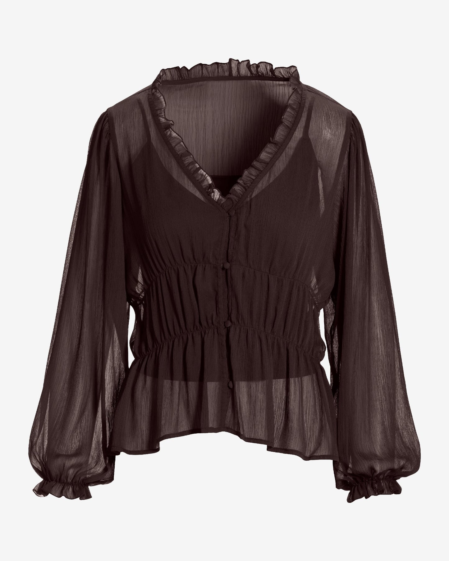 Easy Chic Balloon Sleeve Blouse Brown