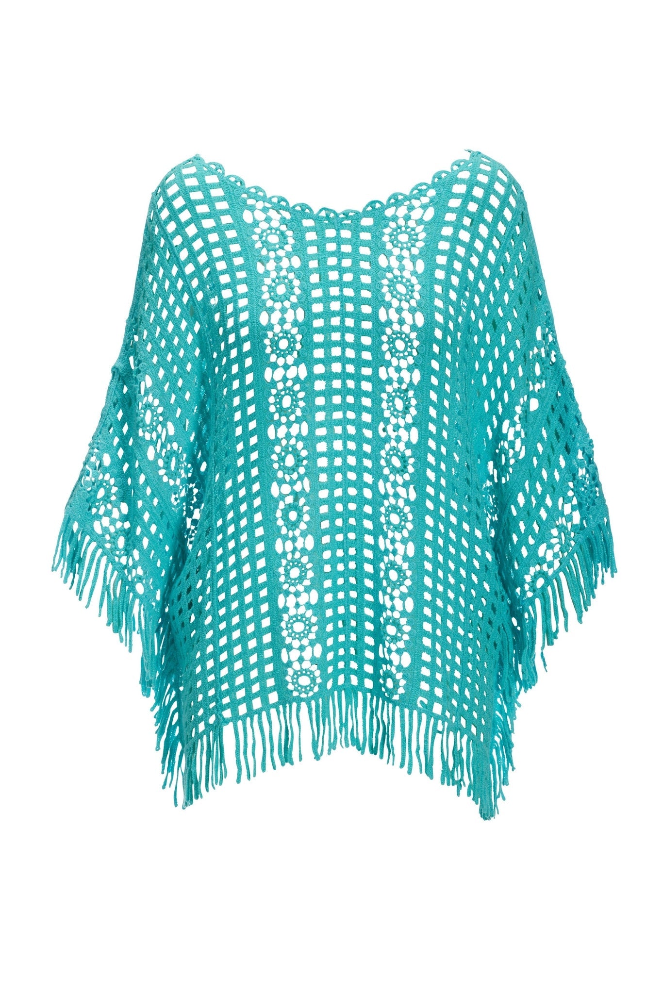 Effortless Crochet Pullover Poncho Blue Radiance