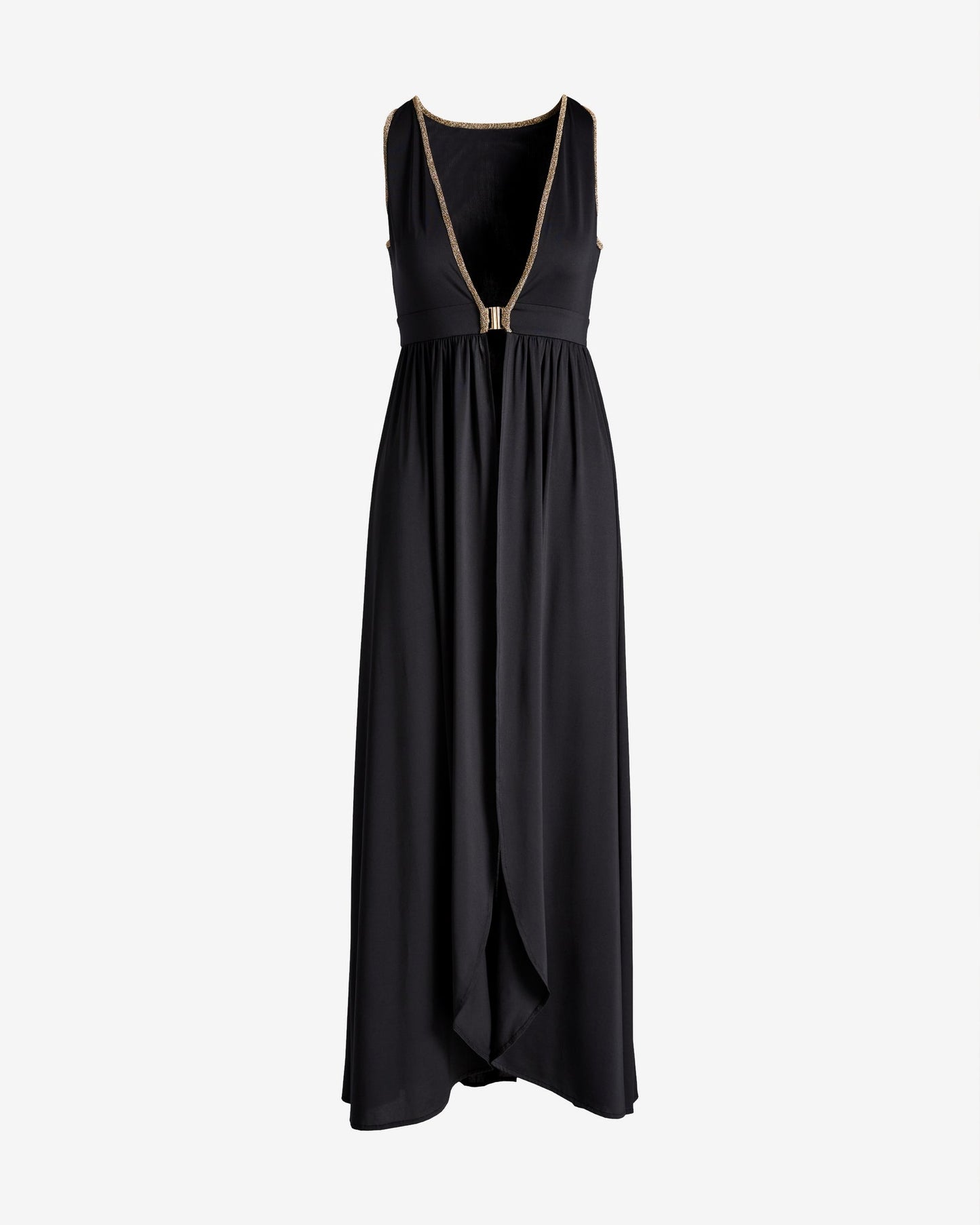 Gold Trim Maxi Coverup Black