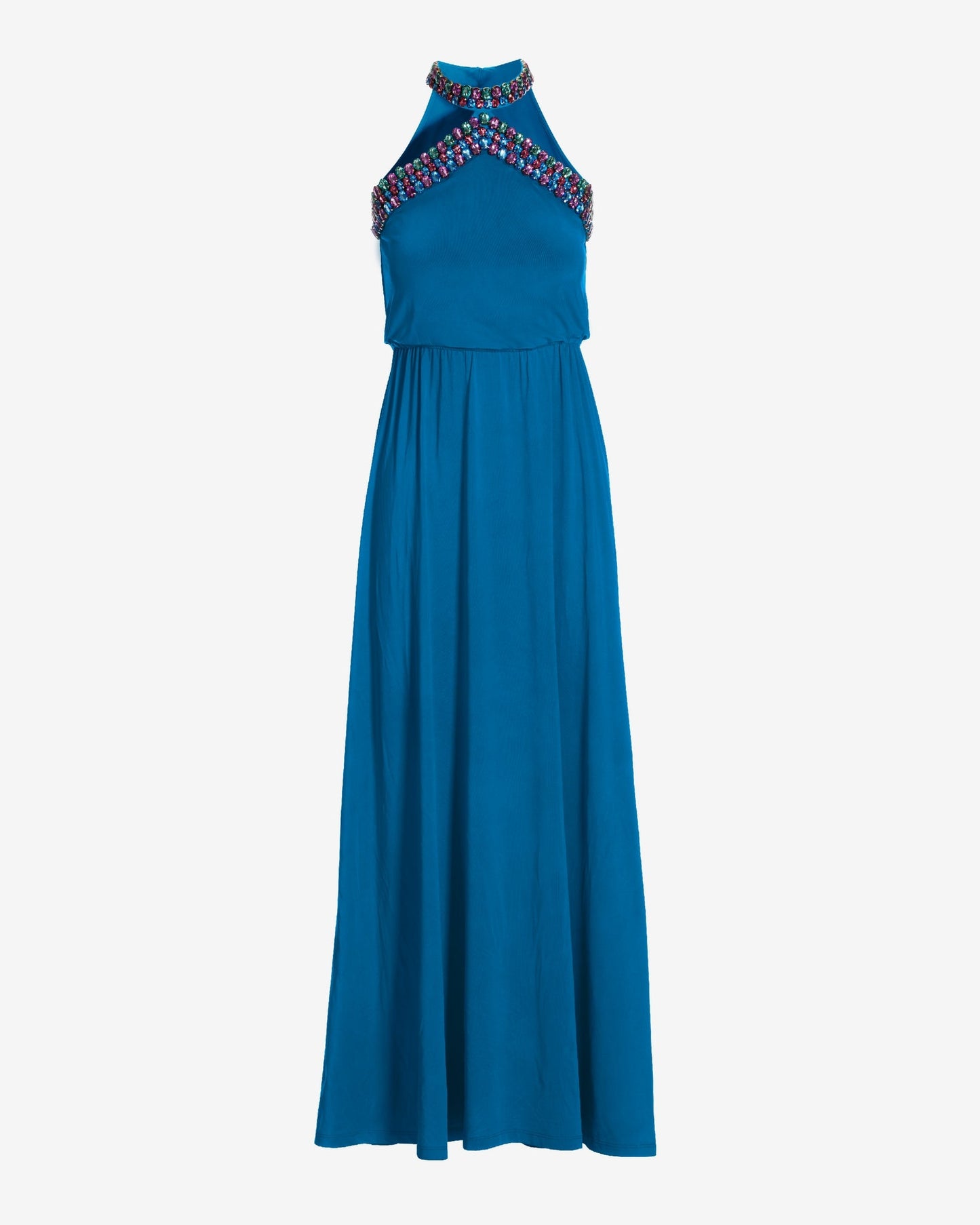 Gem Necklace Knit Maxi Dress Blue Aster