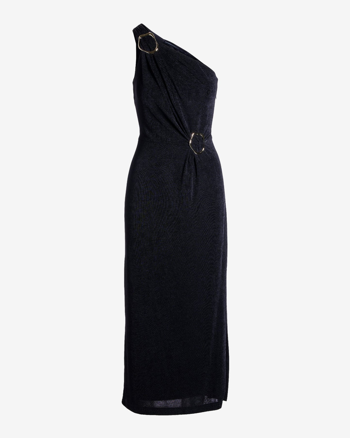 Hardware Detail One Shoulder Knit Dress Black