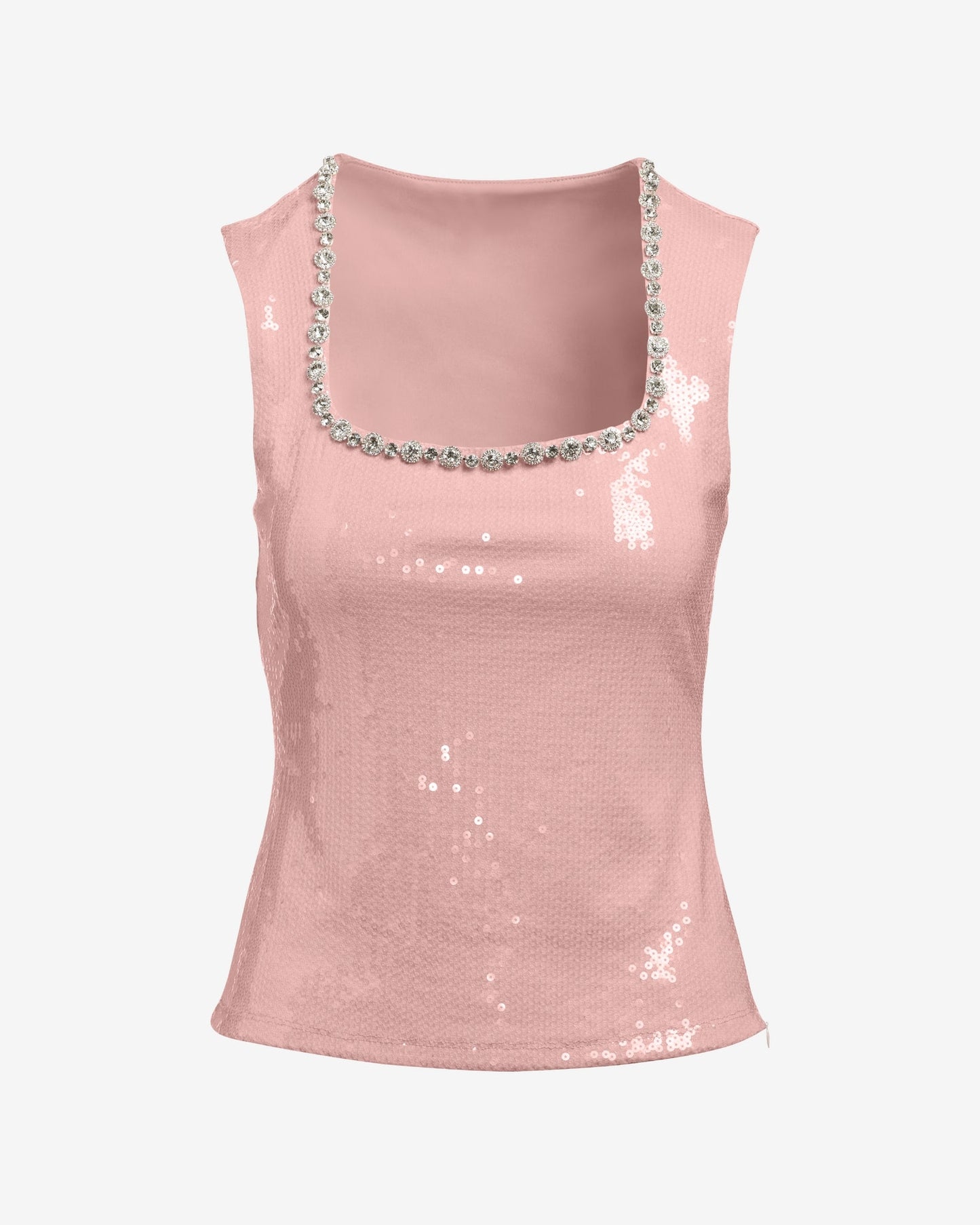 Embellished Sequin Knit Top Baby Pink