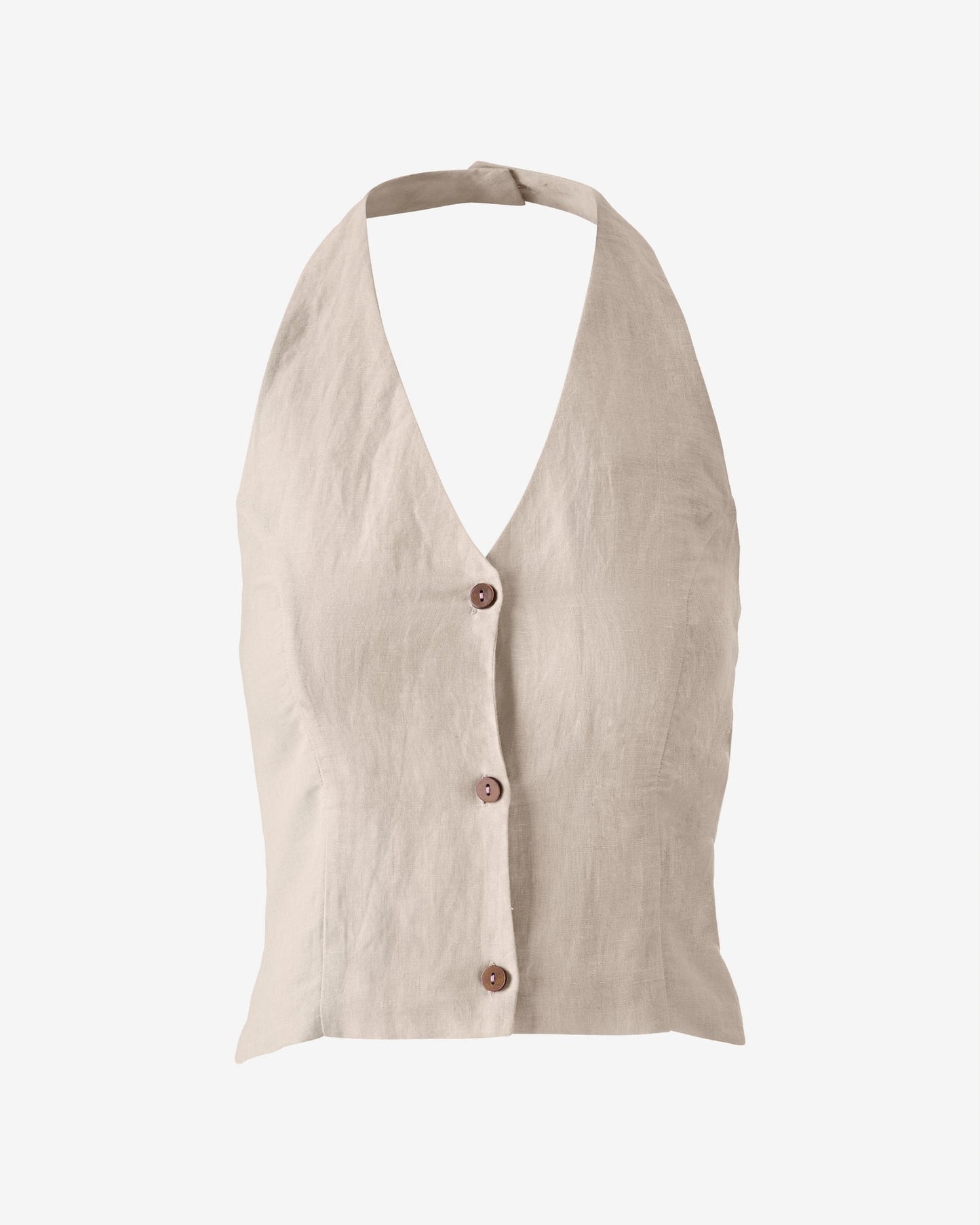 Halter Linen Vest Top Flax