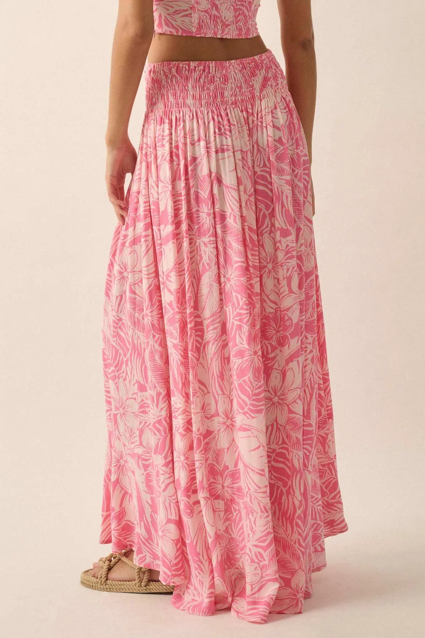 Tropical Treasure Floral Button-Front Maxi Skirt