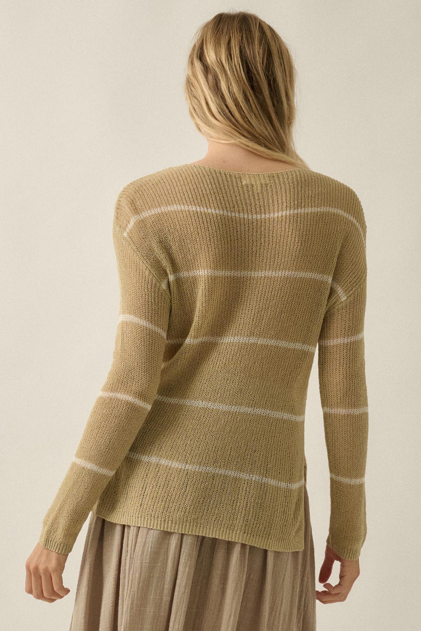 Sheer Me Out Striped Knit Loose-Fit Sweater