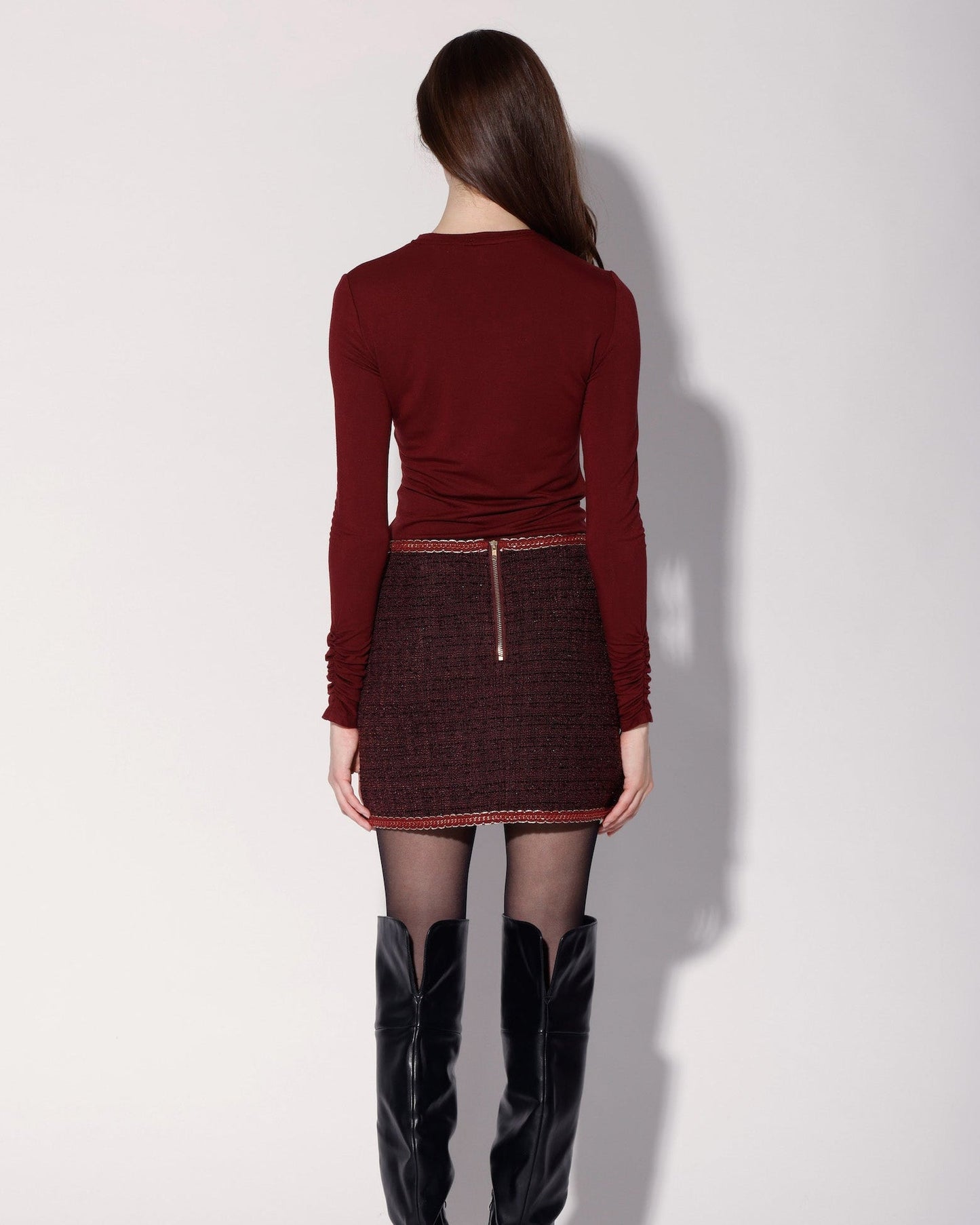 Elaine Skirt, Bordeaux Tweed