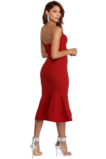 Allison Crepe Ruffle Midi Dress
