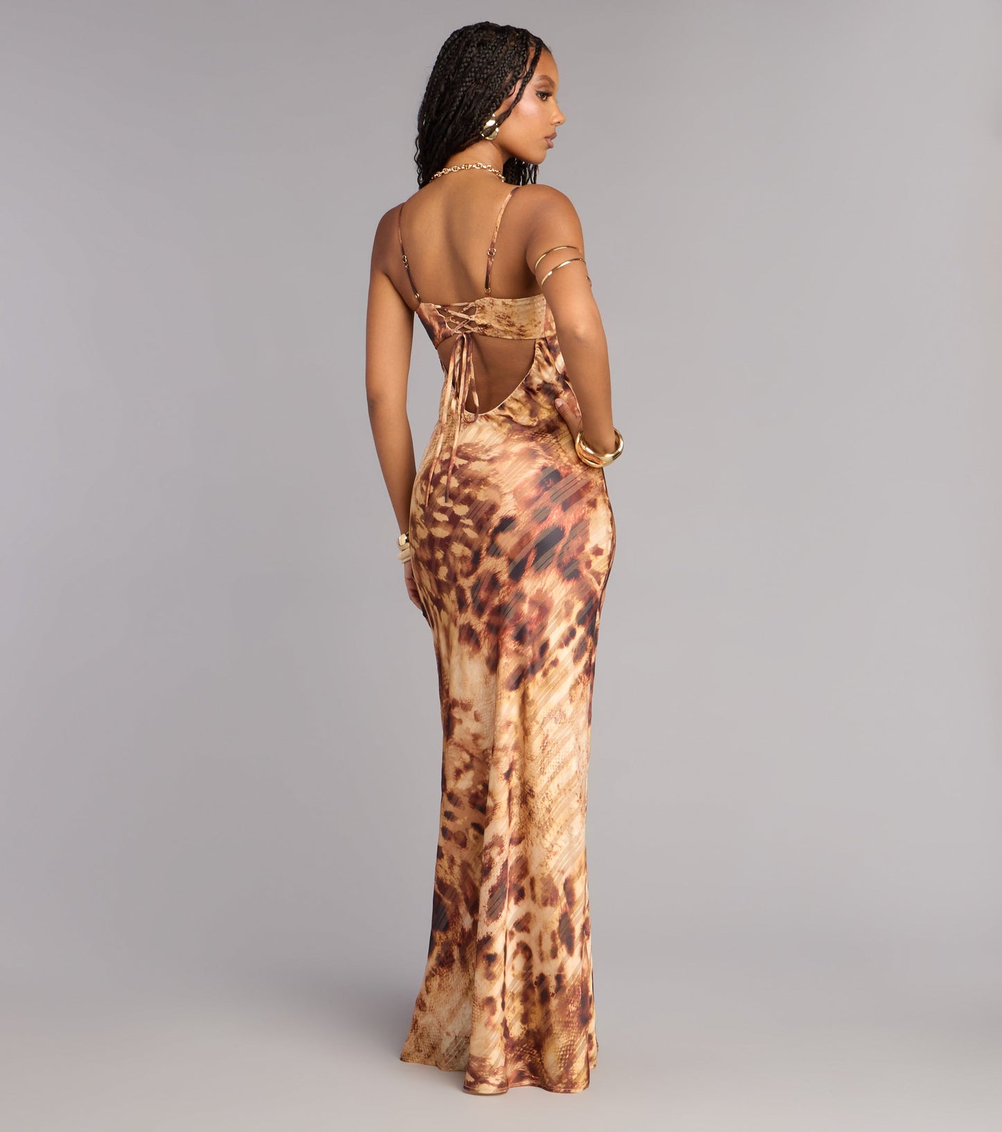 Amina Chiffon Leopard Formal Dress