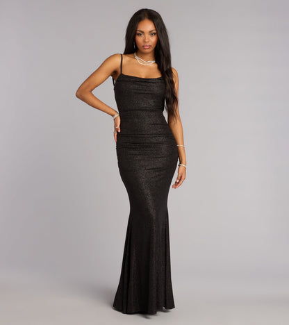 Amelie Ruched Glitter Knit Mermaid Dress