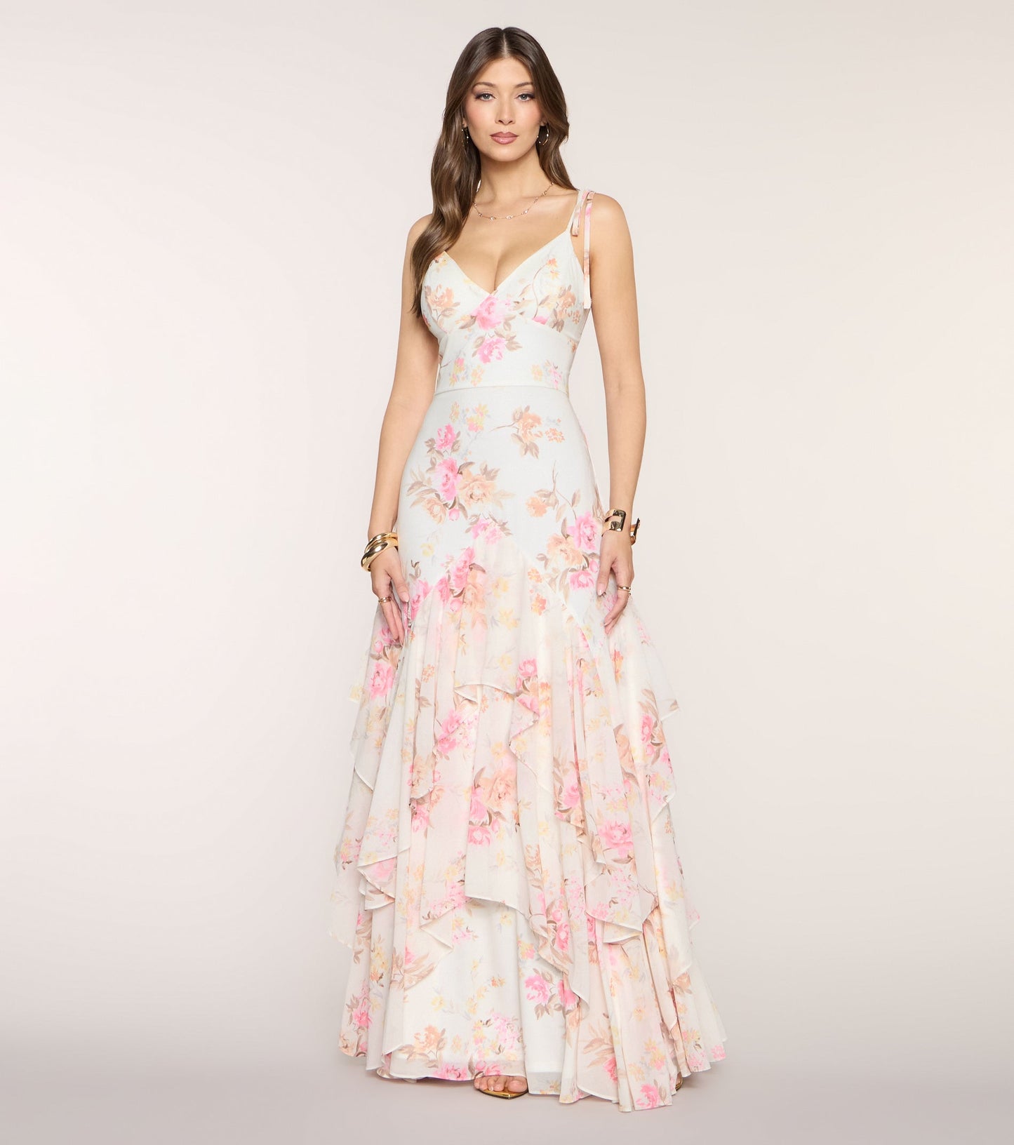 Anastasia Floral Chiffon A-Line Formal Dress