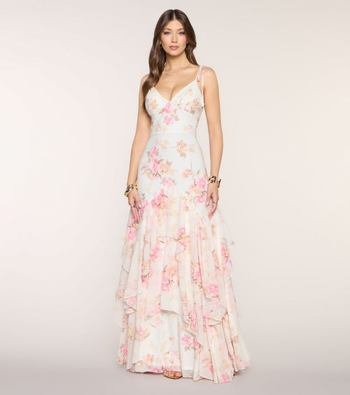 Anastasia Floral Chiffon A-Line Formal Dress