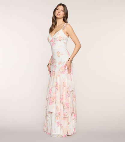 Anastasia Floral Chiffon A-Line Formal Dress