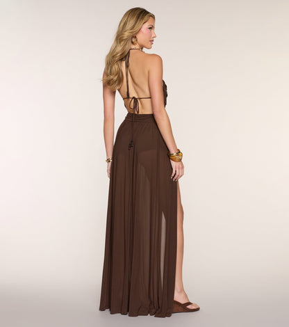 Amara Mesh Halter A-Line Formal Dress