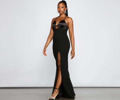 Amelie Formal High Slit Crepe Dress