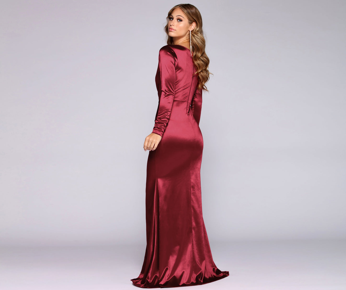 Allison Satin Ruched Formal Dress