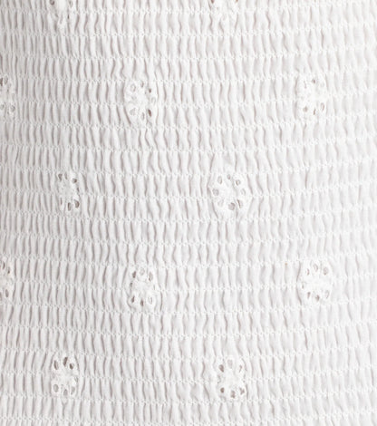 Always Sunny Strapless Ruffle Eyelet Mini Dress