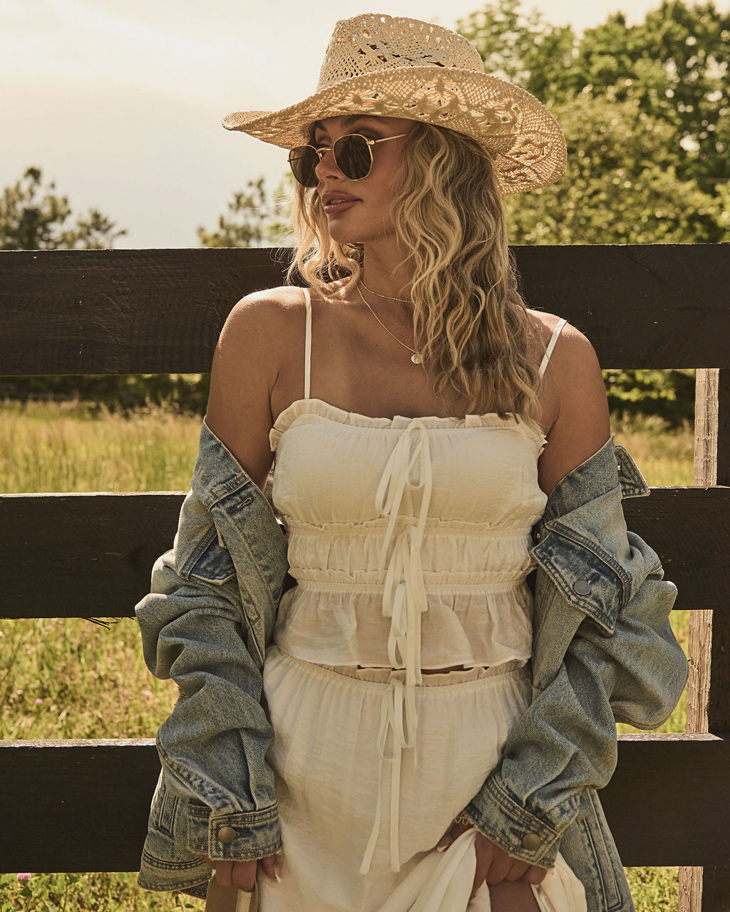 Boheme Dune Ruffle Trim Top