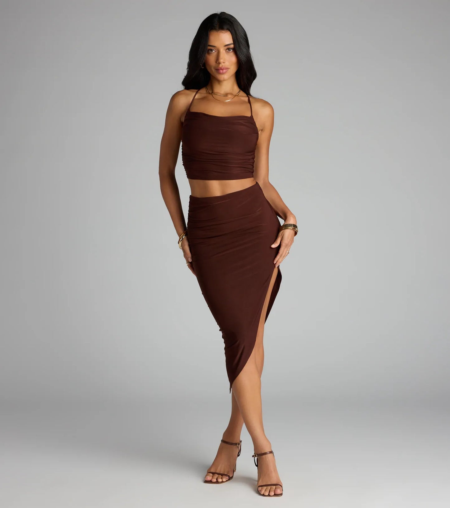 Always Happy Hour Cowl Neck Crop Top