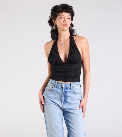 Alluring Charm Lace Halter Top