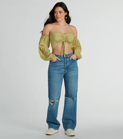 Alluring Daydream Off-The-Shoulder Crop Top