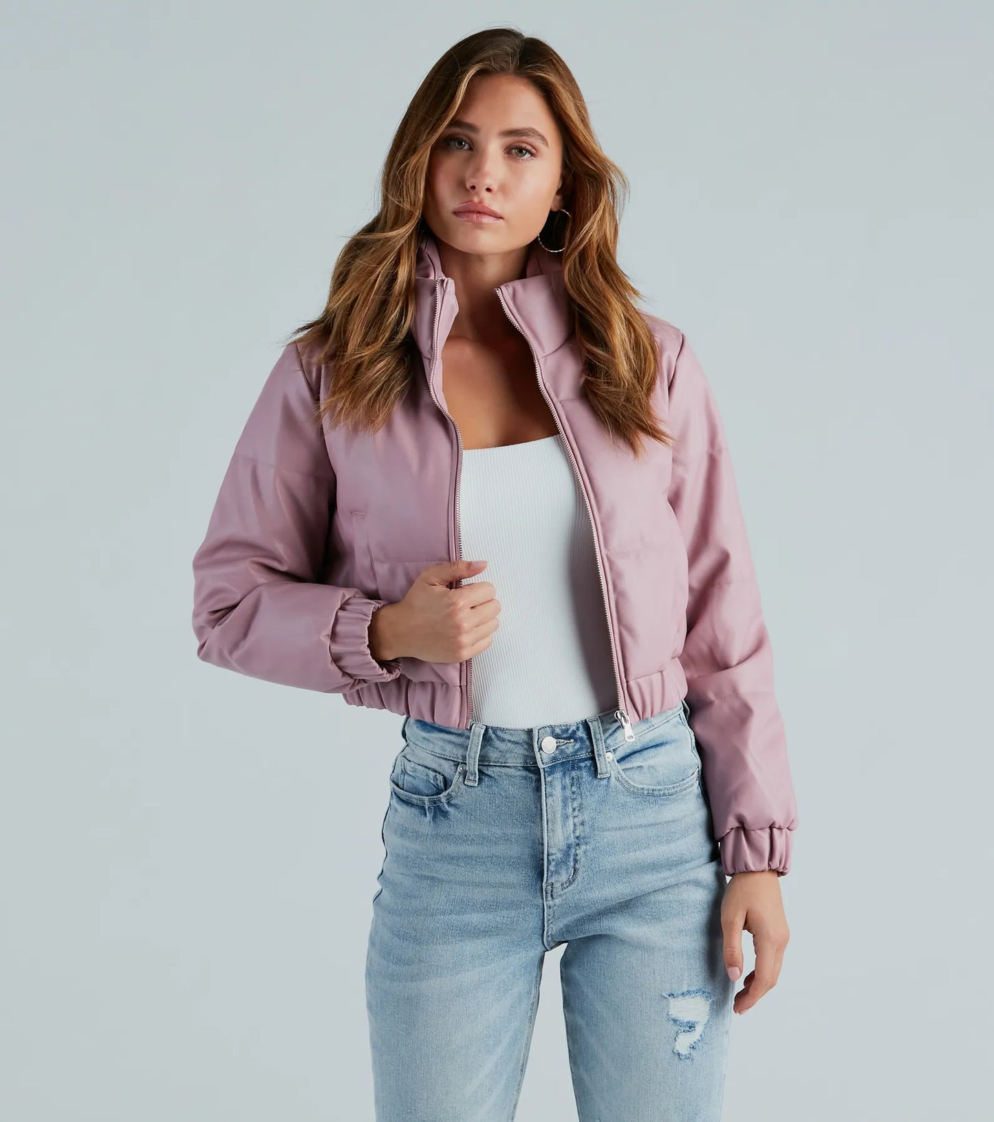 Always Slick Faux Leather Puffer Jacket