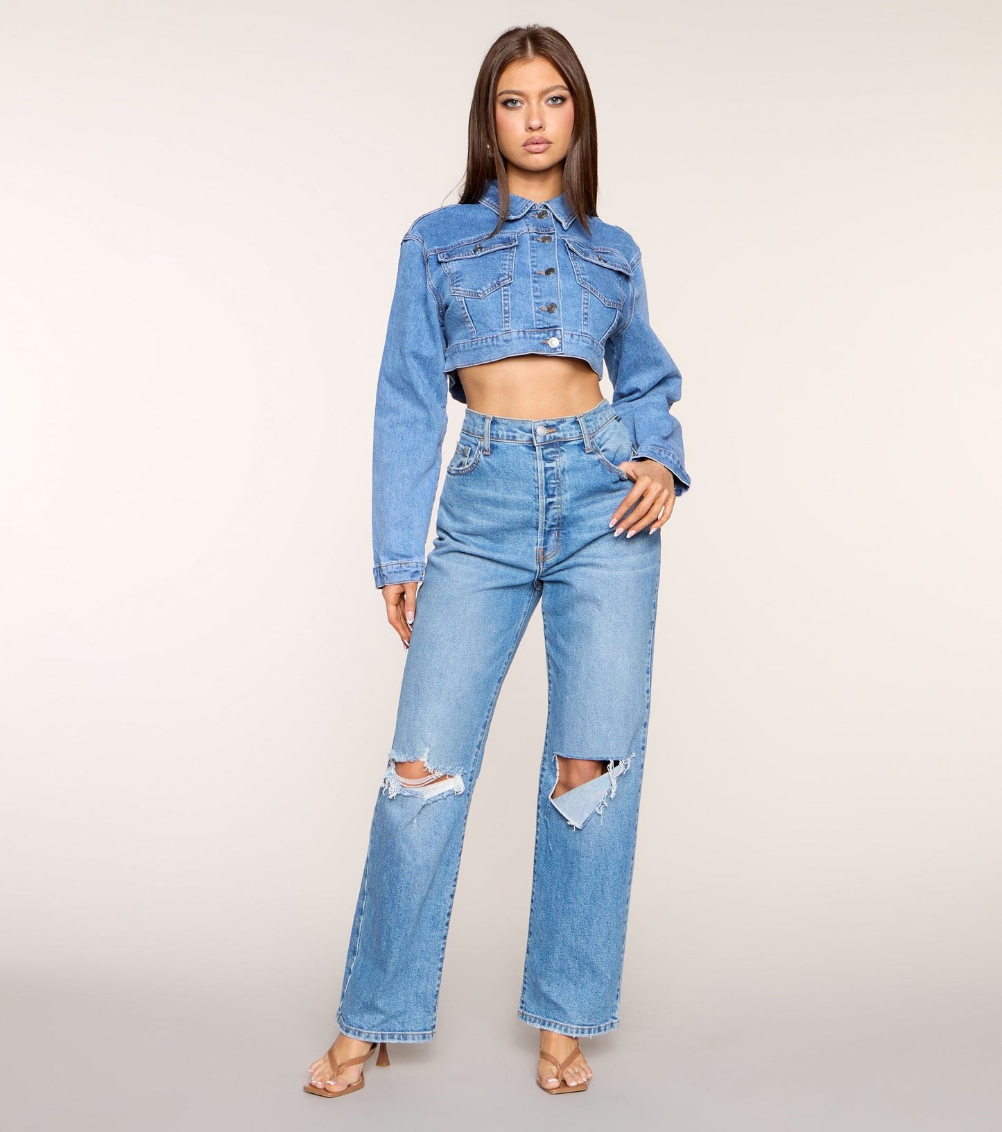 All Buttoned Up Denim Crop Jacket