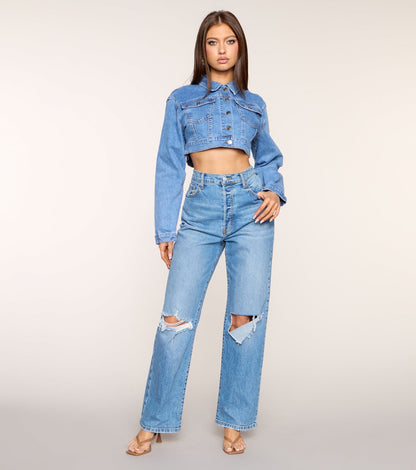 All Buttoned Up Denim Crop Jacket