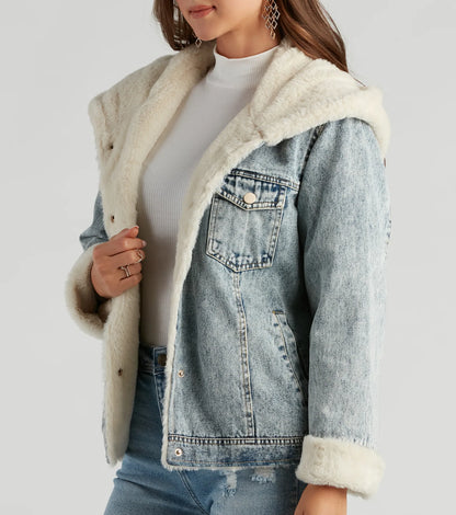 All The Feels Faux Fur Lined Denim Jacket