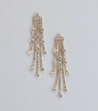 All This Glamour Rhinestone Tassel Earrings
