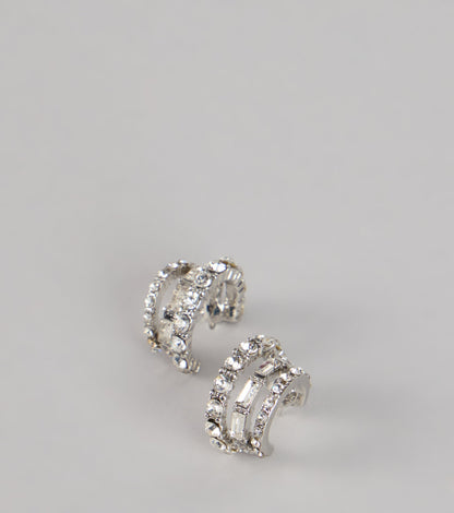 All Eyes Here Rhinestone Hoop Earrings