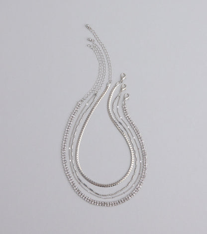 All The Sparkle Rhinestone Chain Necklace Set