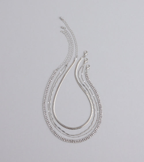 All The Sparkle Rhinestone Chain Necklace Set