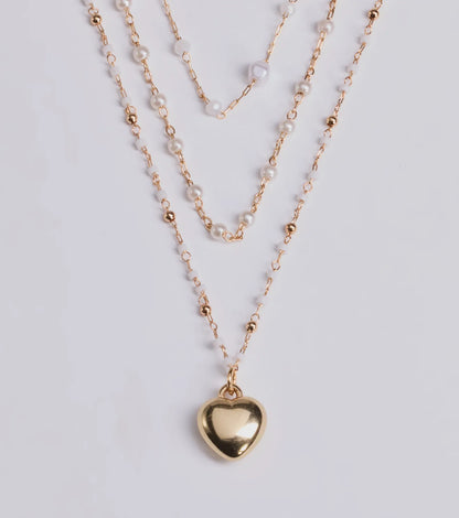 All My Heart Faux Pearl Lariat Pendant Necklace Set