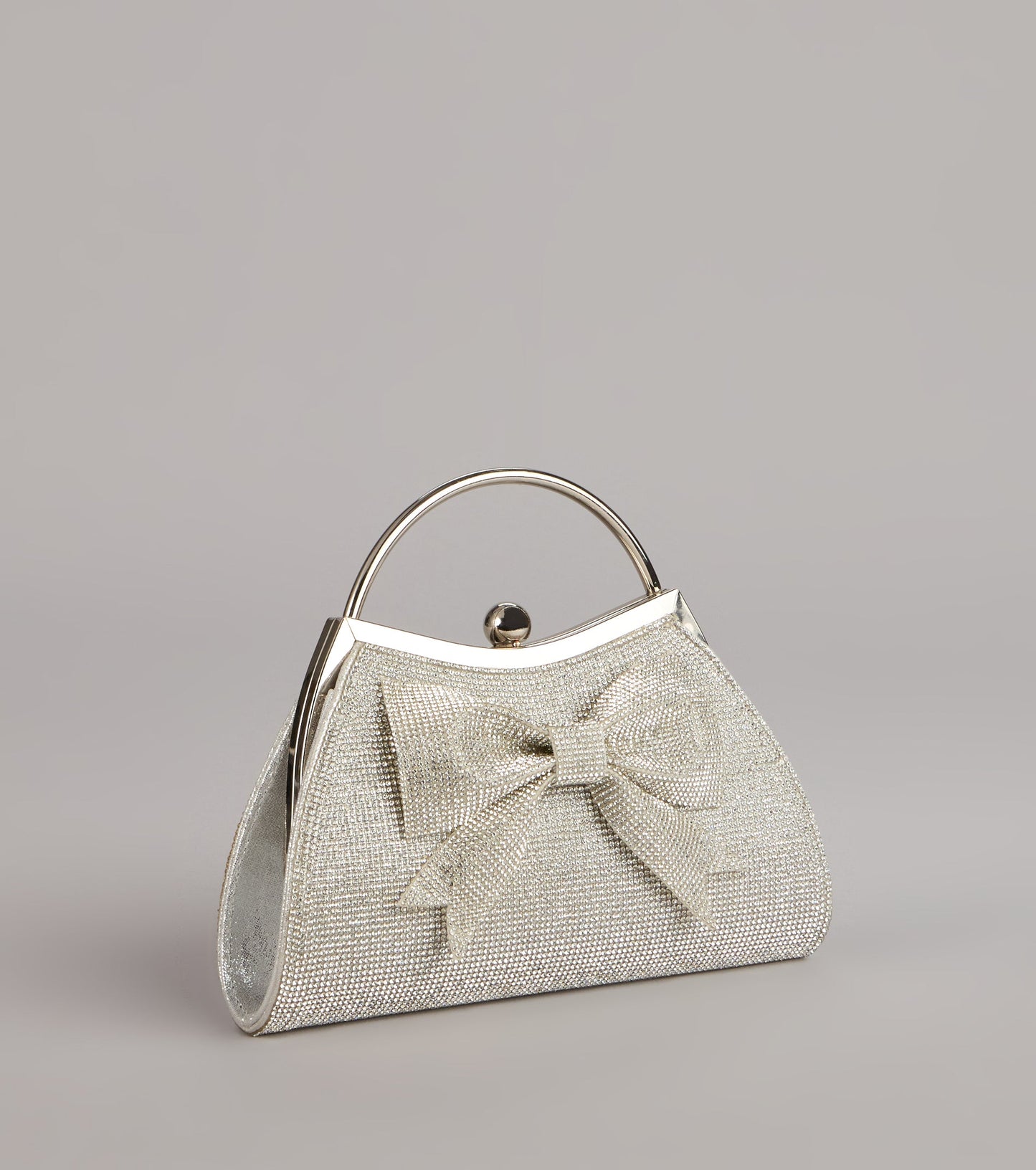 All Dressed Up Rhinestone Bow Handle Clutch
