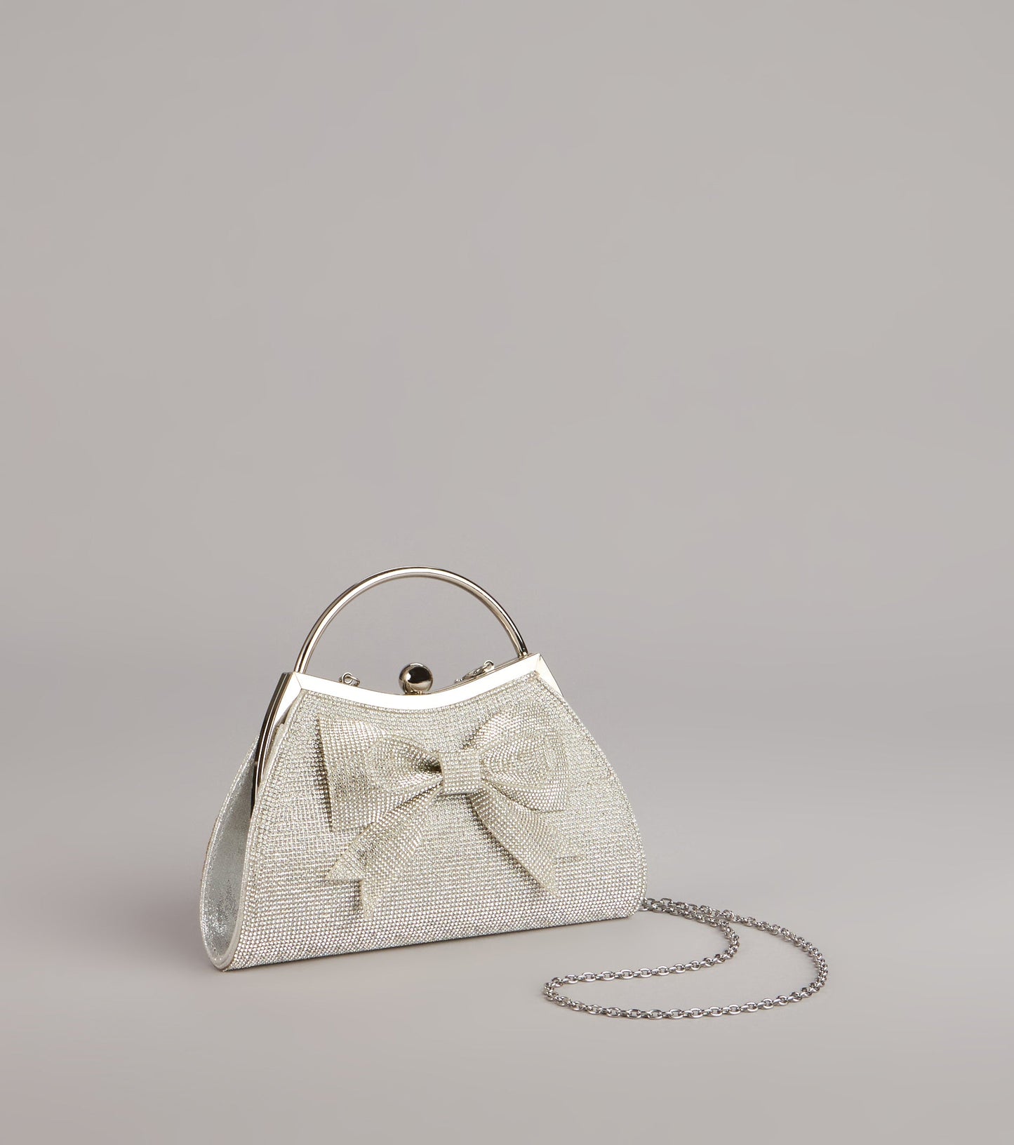 All Dressed Up Rhinestone Bow Handle Clutch