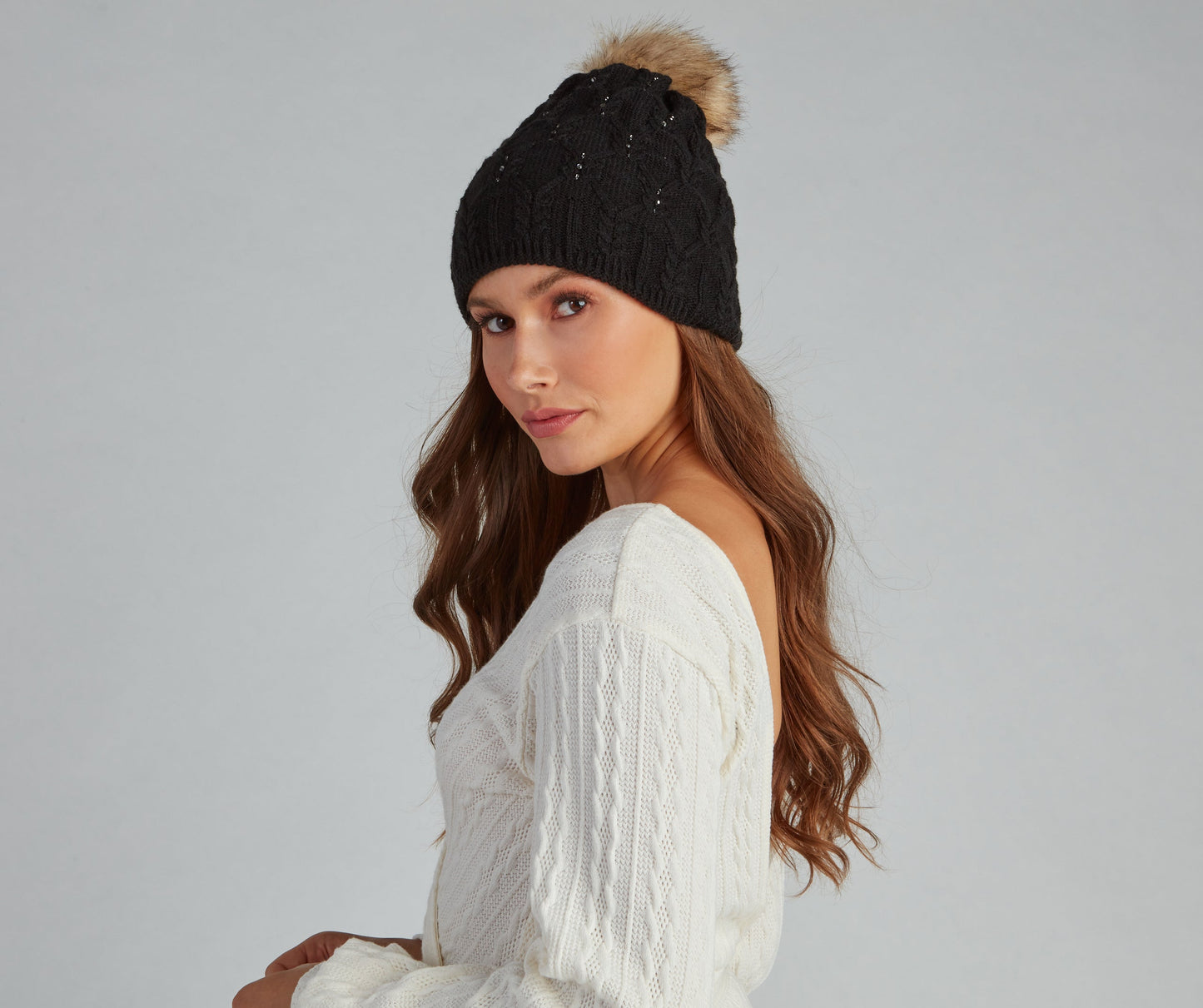 All the Blitz Rhinestone Knit Beanie