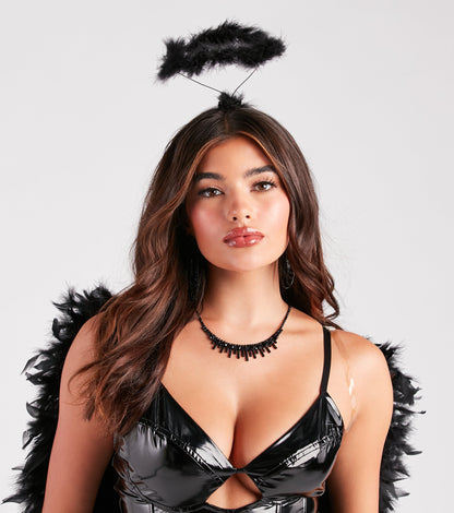 Angel Halloween Marabou Feather Halo Headband