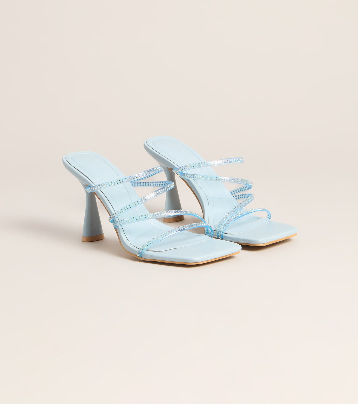 All Eyes Strappy Rhinestone Mules