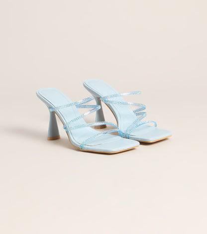 All Eyes Strappy Rhinestone Mules