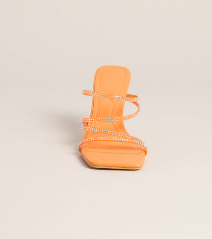 All Eyes Strappy Rhinestone Mules