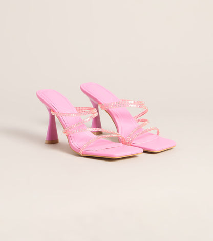 All Eyes Strappy Rhinestone Mules