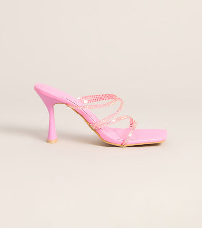 All Eyes Strappy Rhinestone Mules