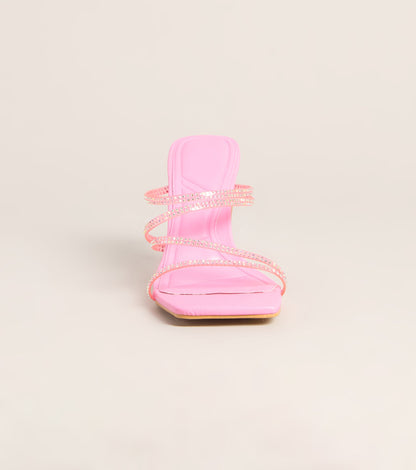 All Eyes Strappy Rhinestone Mules