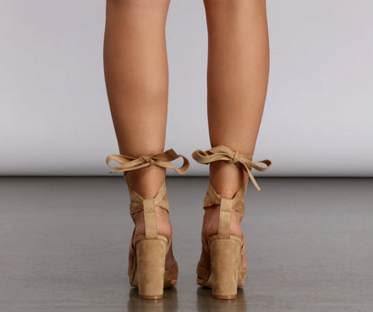 All Dressed Up Wrap Lace-Up Nude Heels