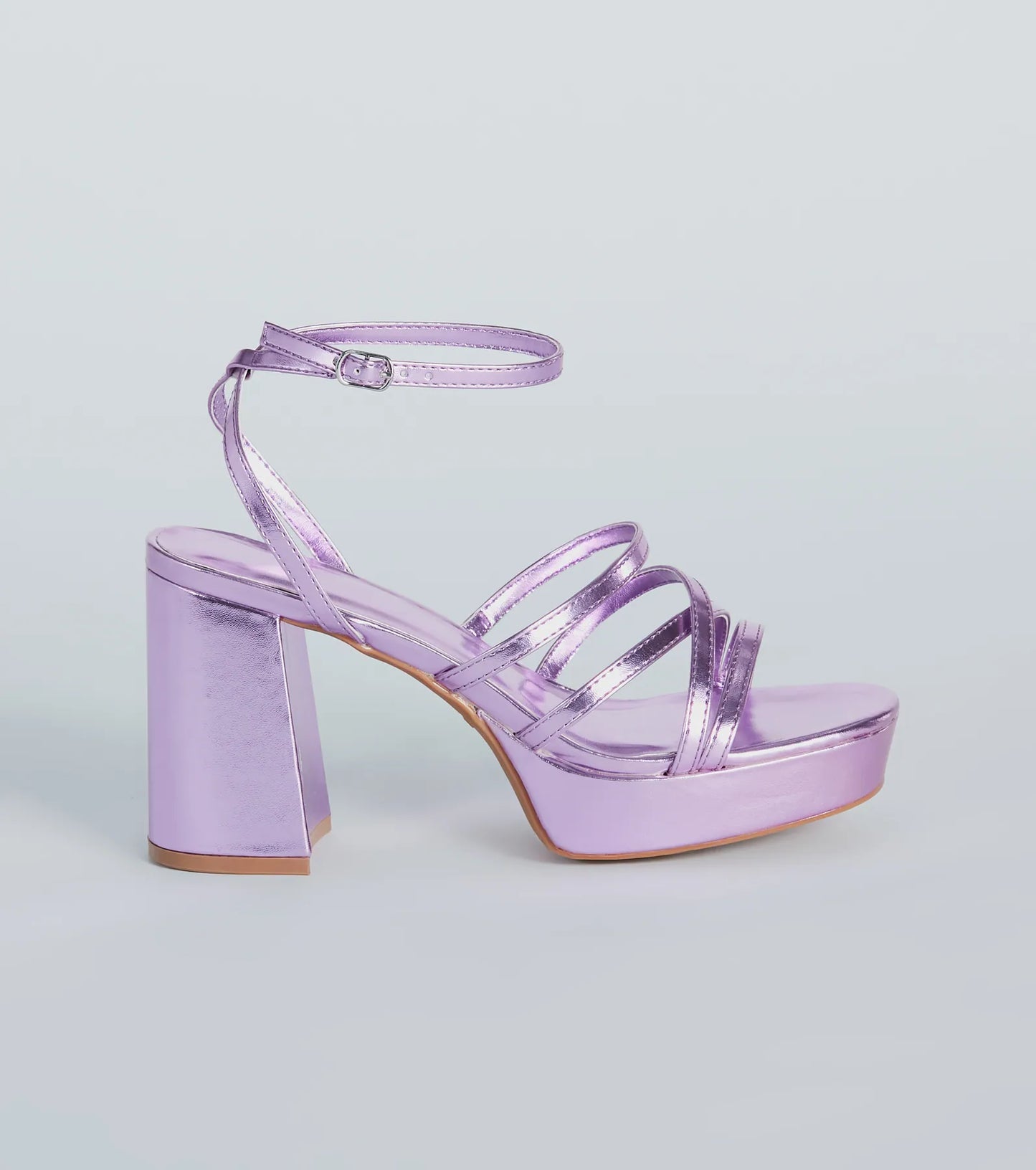 All My Shine Metallic Strappy Platform Heels