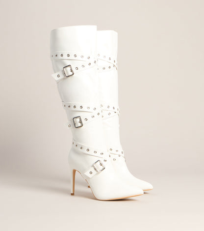 All Strapped In Knee-High Heels