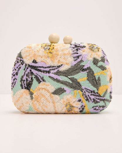 Dewy Garden Floral Sequin Clutch